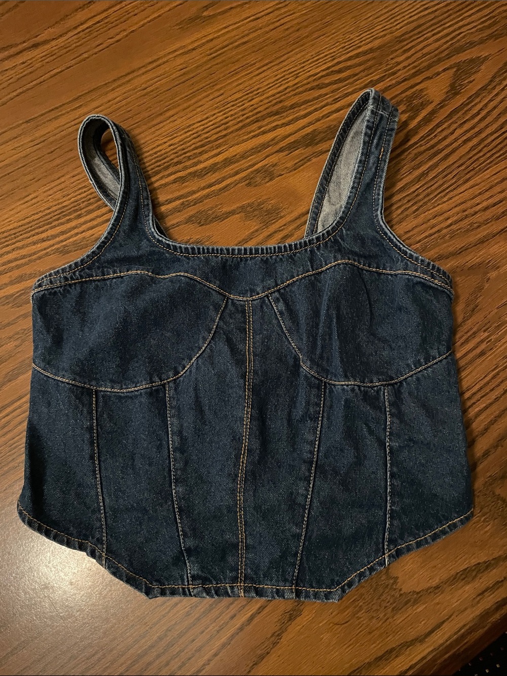 Dark Indigo Denim Corset Tank Top